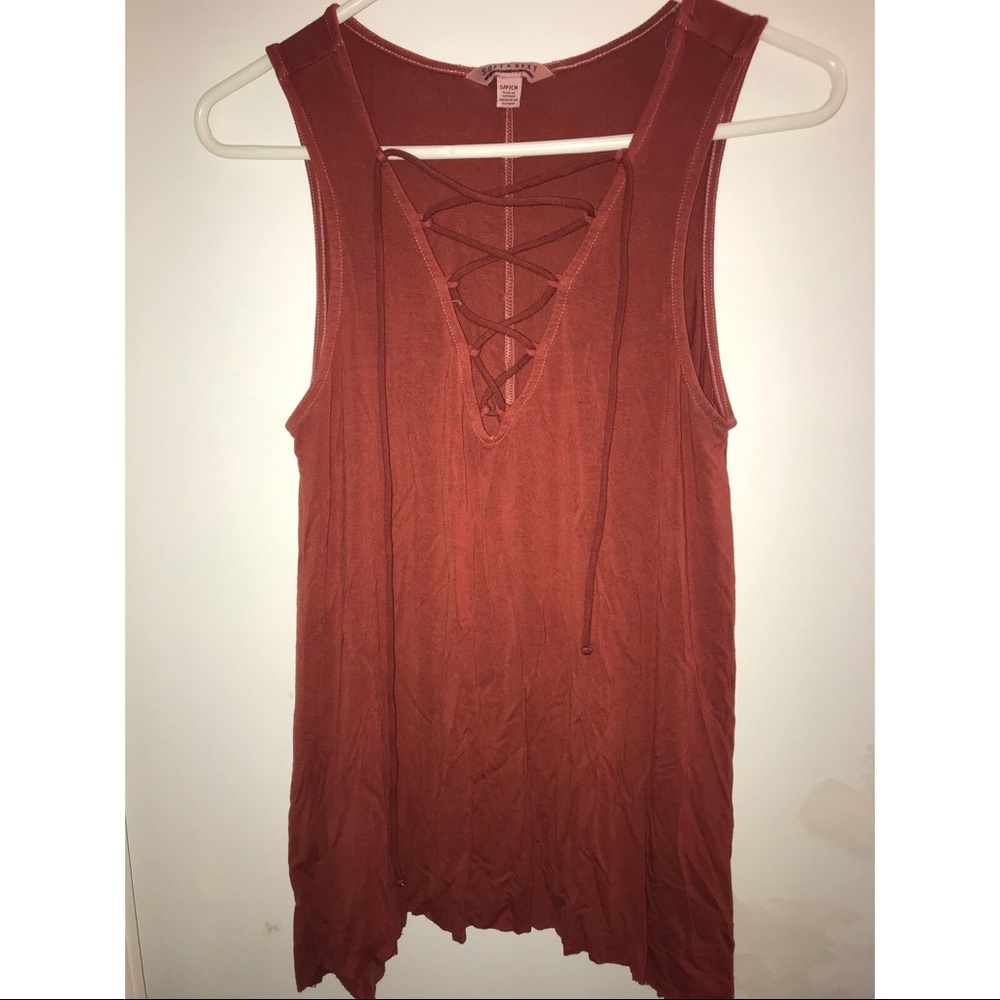 Orange lace up top